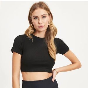 Vici - Jaycee Ribbed Crop Tee - Black - Size Small